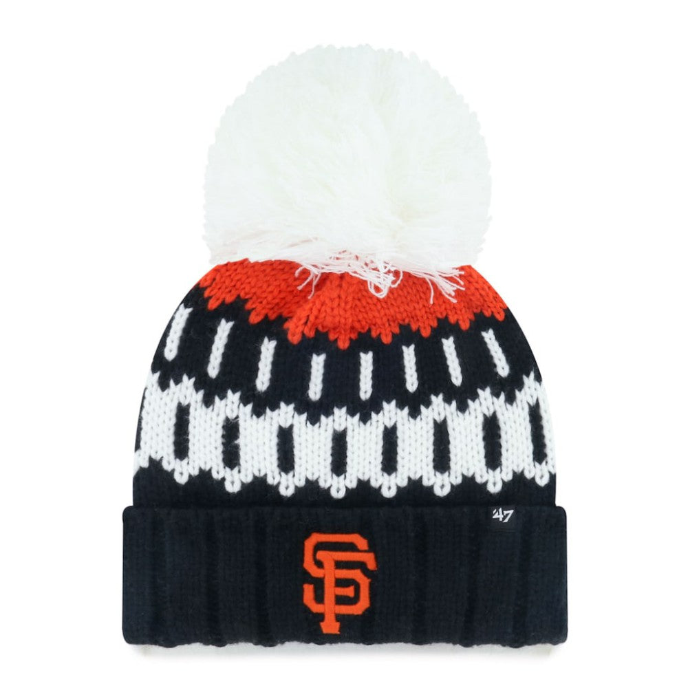 San Francisco Giants '47 Women's Felicity Cuffed Knit Hat with Pom - Black Hats