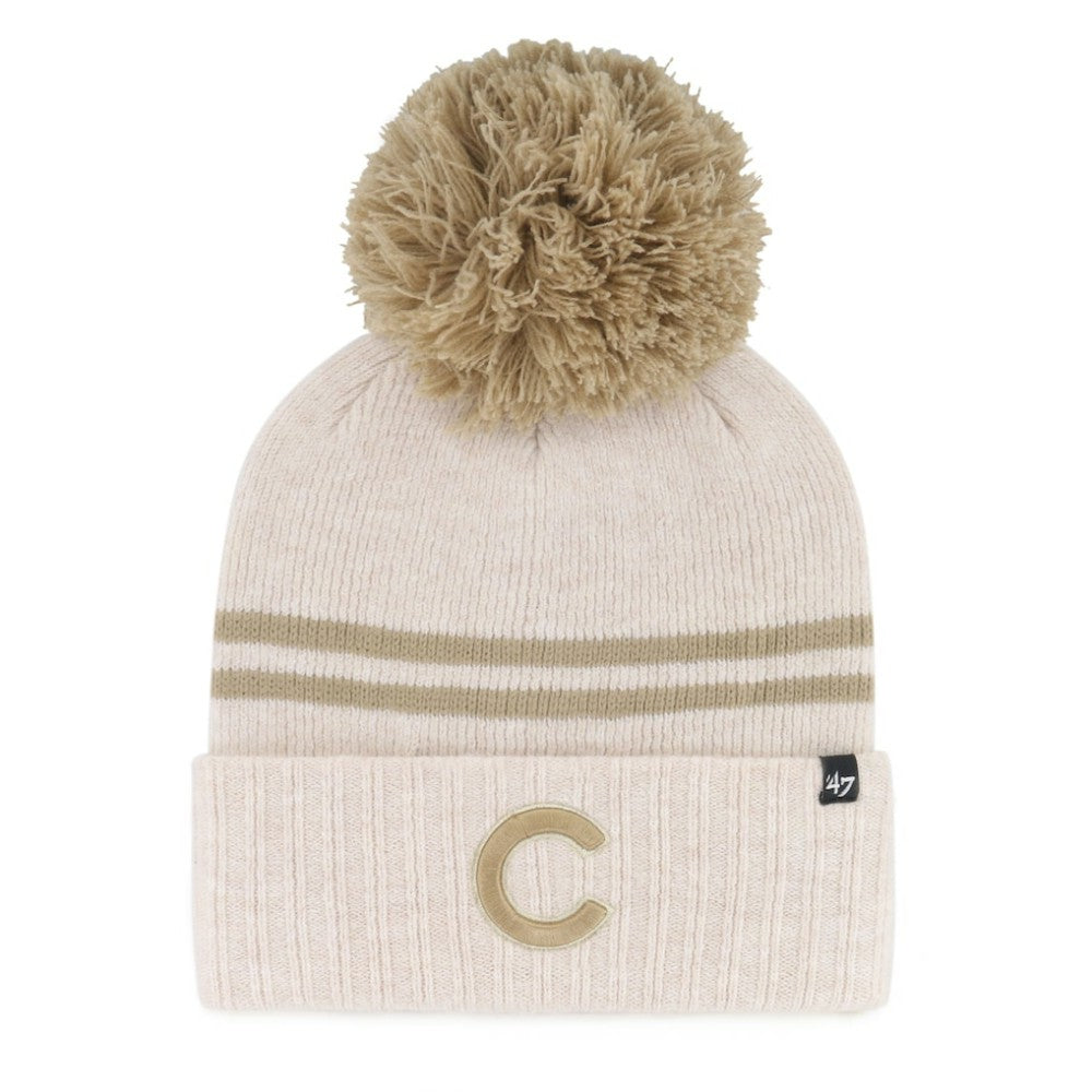 Chicago Cubs '47 Women's Latte Cuffed Knit Hat with Pom - Natural Hats