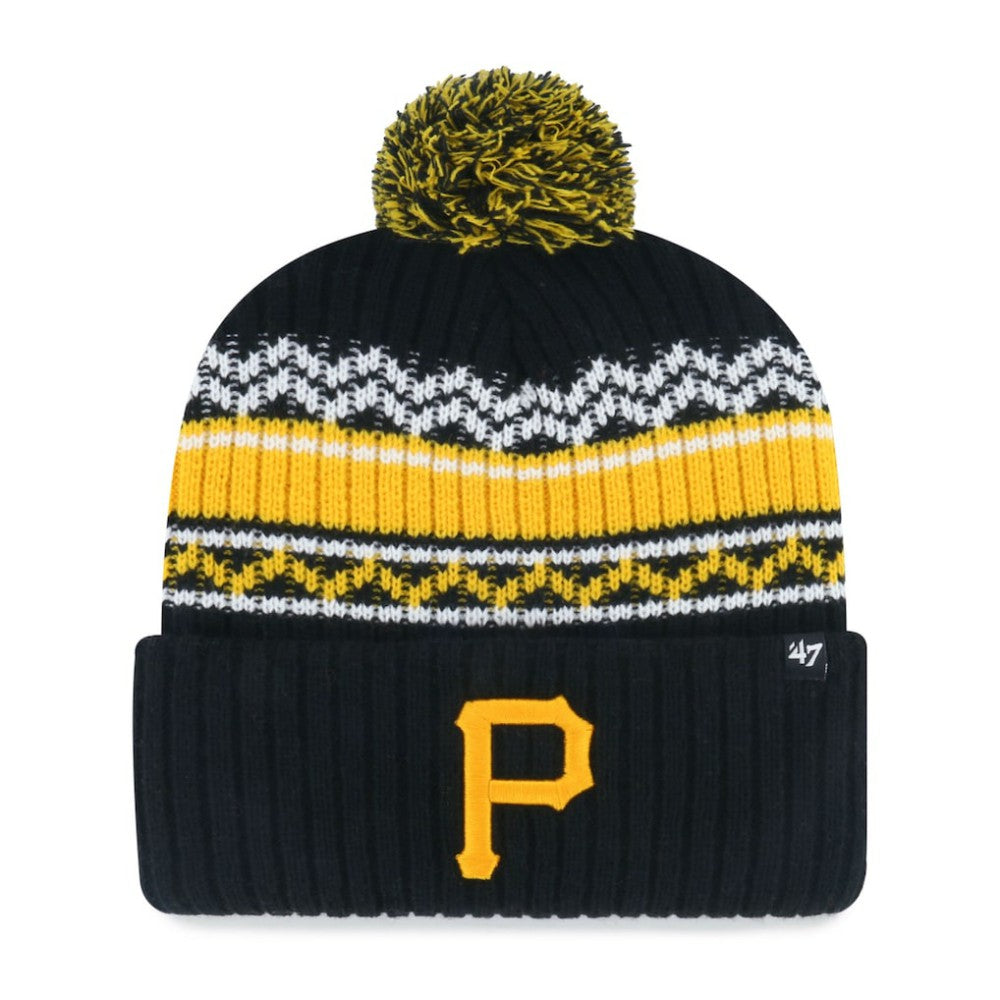 Pittsburgh Pirates '47 Youth Polar Vortex Cuffed Knit Hat with Pom - Black Hats