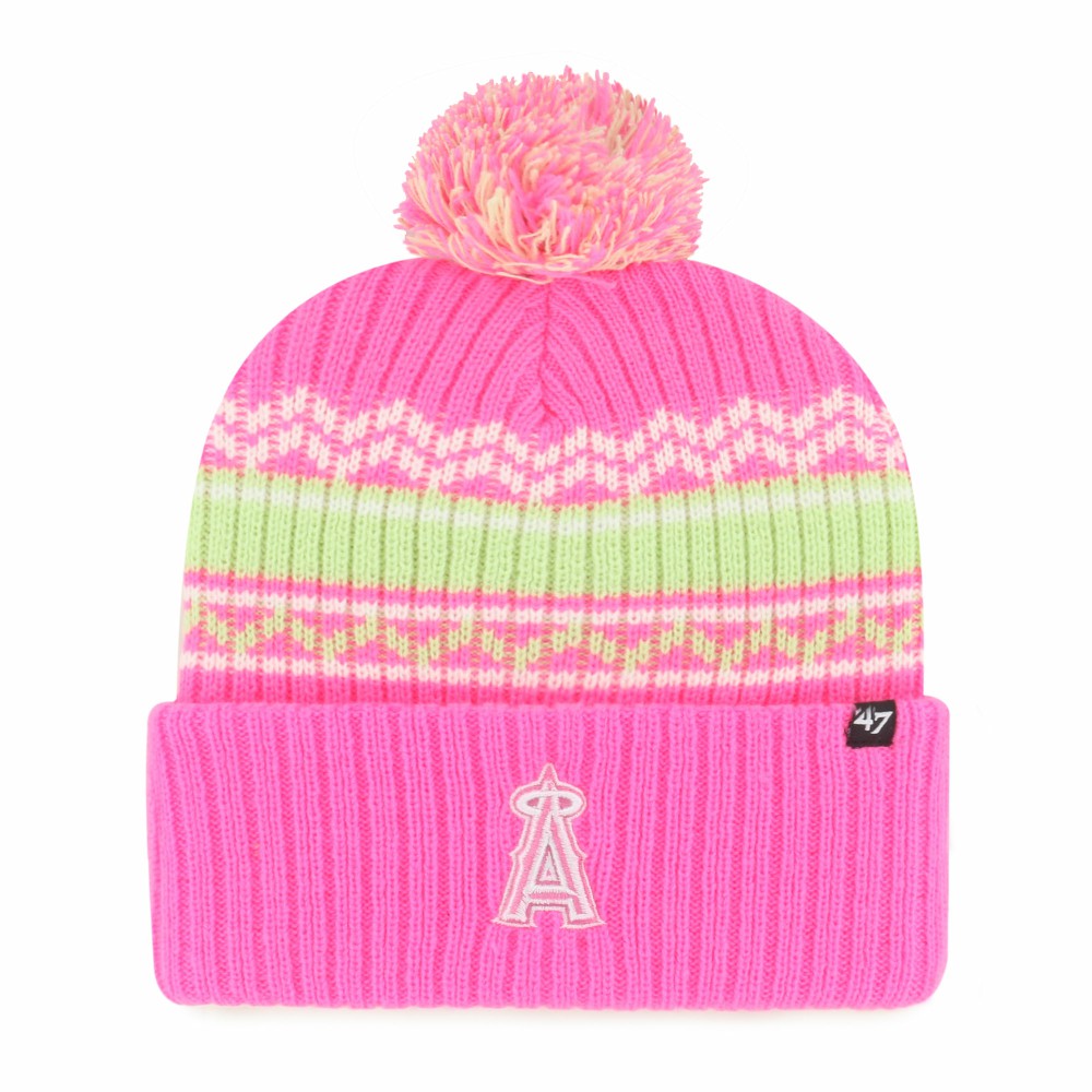 Los Angeles Angels '47 Youth Polar Vortex Cuffed Knit Hat with Pom - Pink Hats