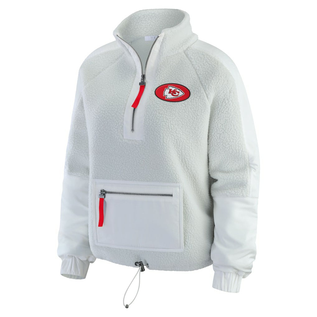 Kansas City Chiefs WEAR by Erin Andrews Women's Polar Fleece Half-Zip Jacket - White Jackets