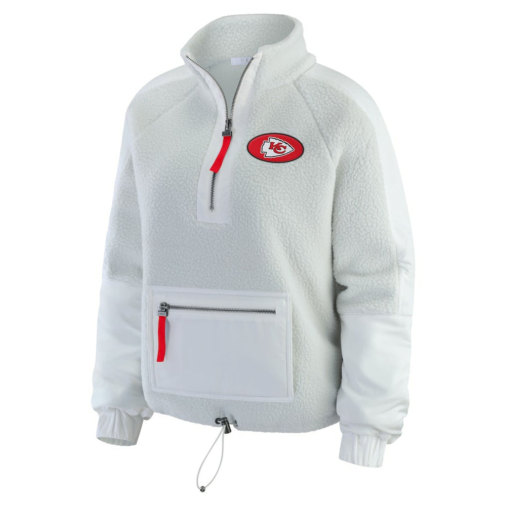 Kansas City Chiefs WEAR by Erin Andrews Women's Polar Fleece Half-Zip Jacket - White Jackets
