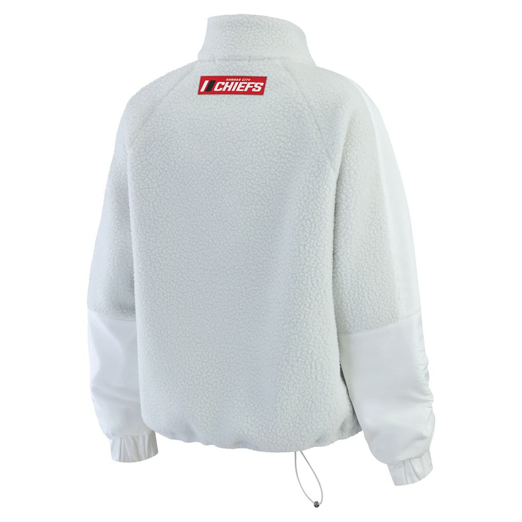 Kansas City Chiefs WEAR by Erin Andrews Women's Polar Fleece Half-Zip Jacket - White Jackets