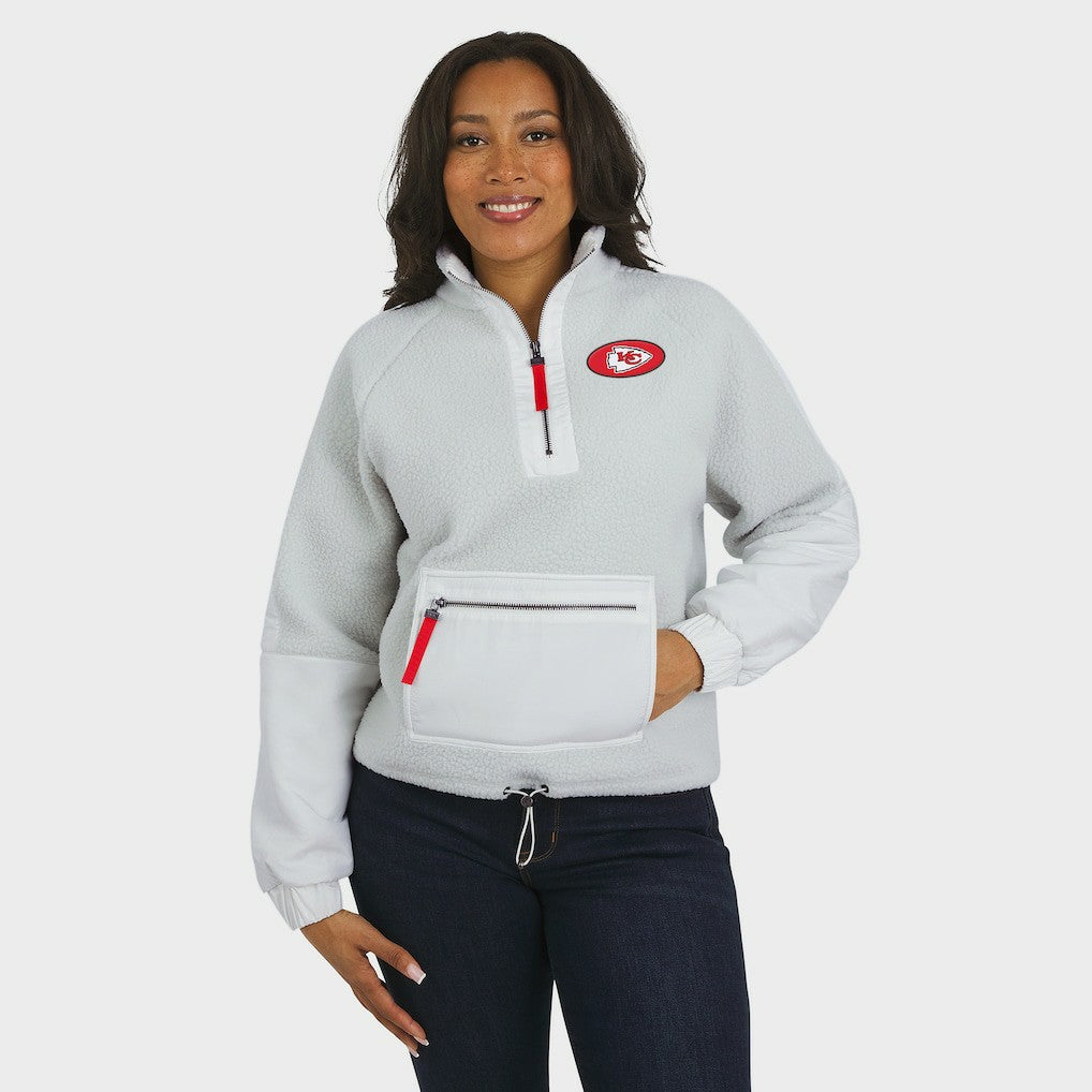 Kansas City Chiefs WEAR by Erin Andrews Women's Polar Fleece Half-Zip Jacket - White Jackets