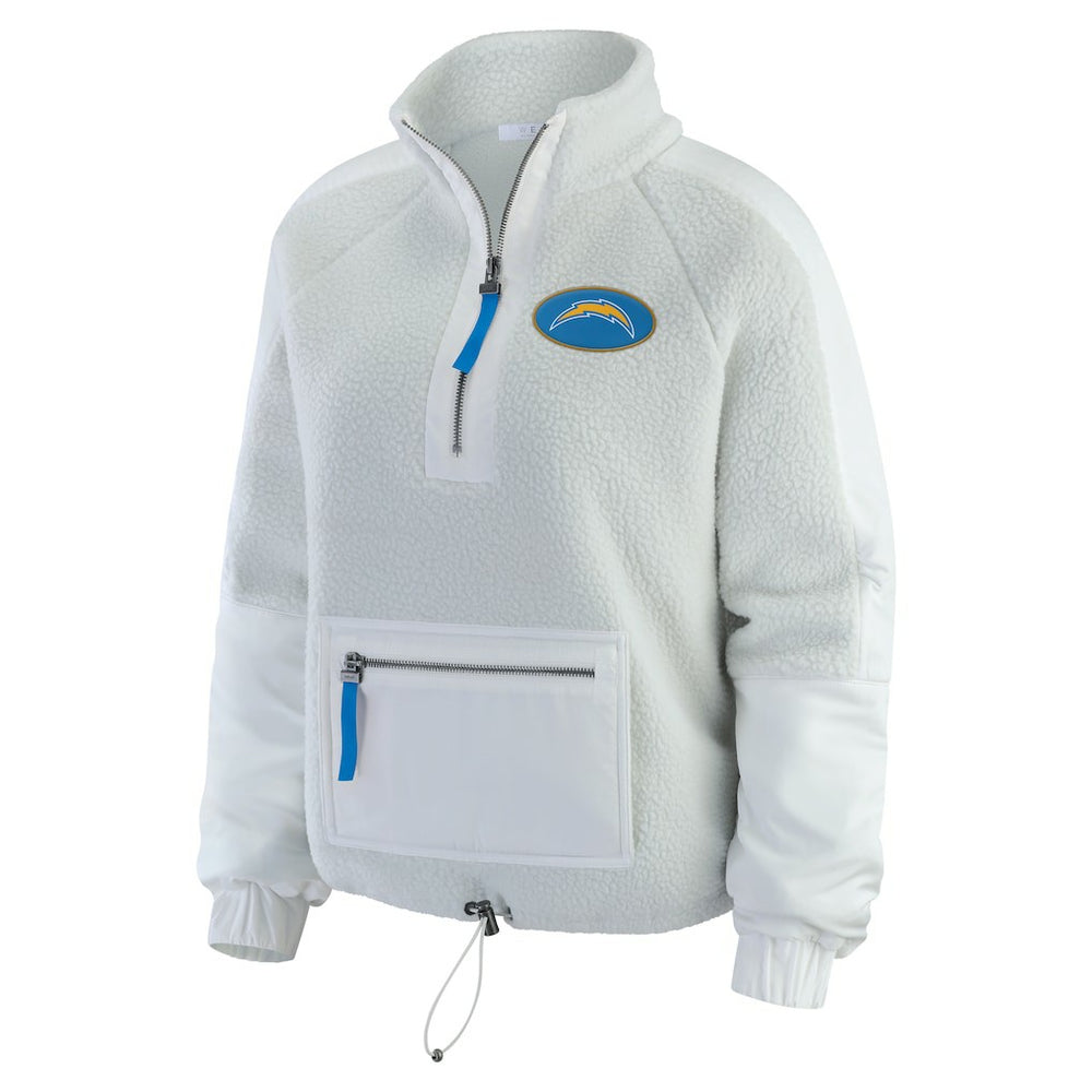 Los Angeles Chargers WEAR by Erin Andrews Women's Polar Fleece Half-Zip Jacket - White Jackets
