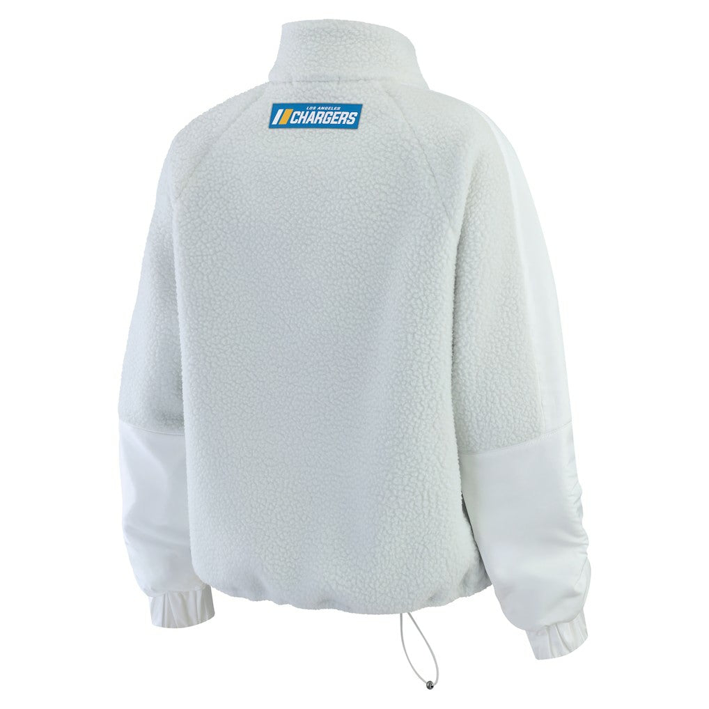 Los Angeles Chargers WEAR by Erin Andrews Women's Polar Fleece Half-Zip Jacket - White Jackets