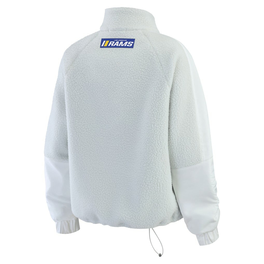 Los Angeles Rams WEAR by Erin Andrews Women's Polar Fleece Half-Zip Jacket - White Jackets