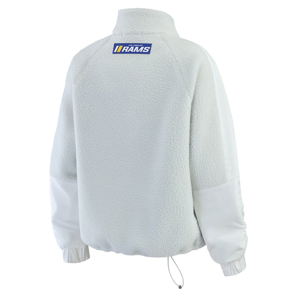 Los Angeles Rams WEAR by Erin Andrews Women's Polar Fleece Half-Zip Jacket - White Jackets