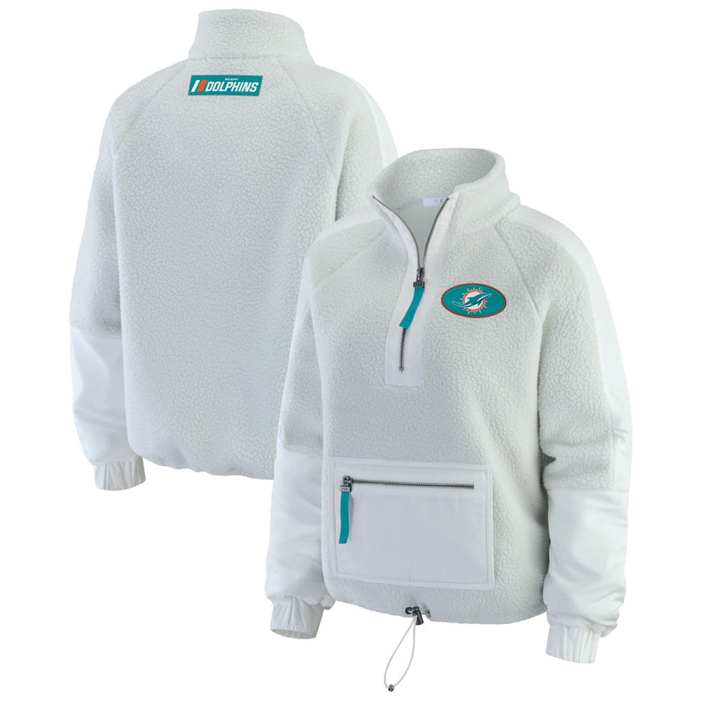 Miami Dolphins WEAR by Erin Andrews Women's Polar Fleece Half-Zip Jacket - White Jackets