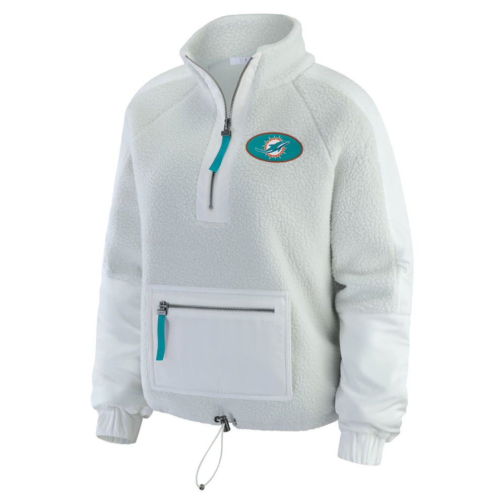 Miami Dolphins WEAR by Erin Andrews Women's Polar Fleece Half-Zip Jacket - White Jackets