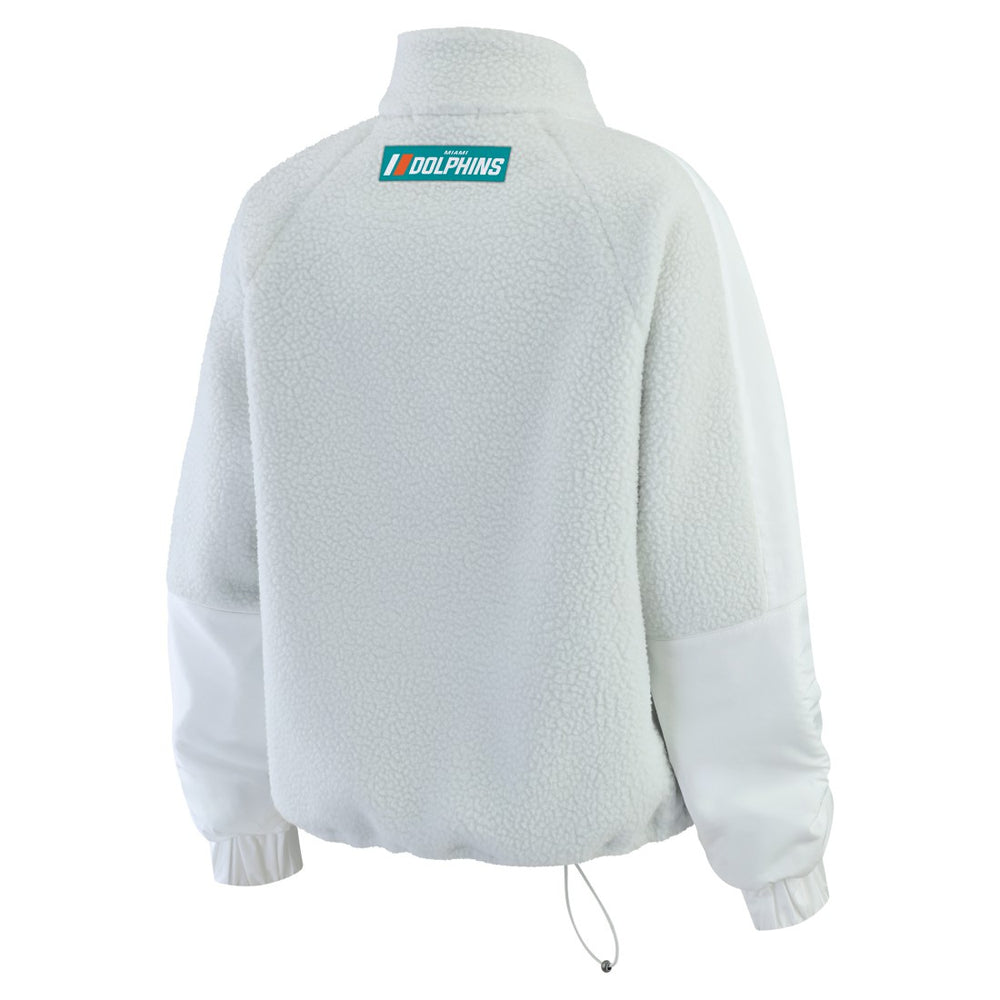 Miami Dolphins WEAR by Erin Andrews Women's Polar Fleece Half-Zip Jacket - White Jackets