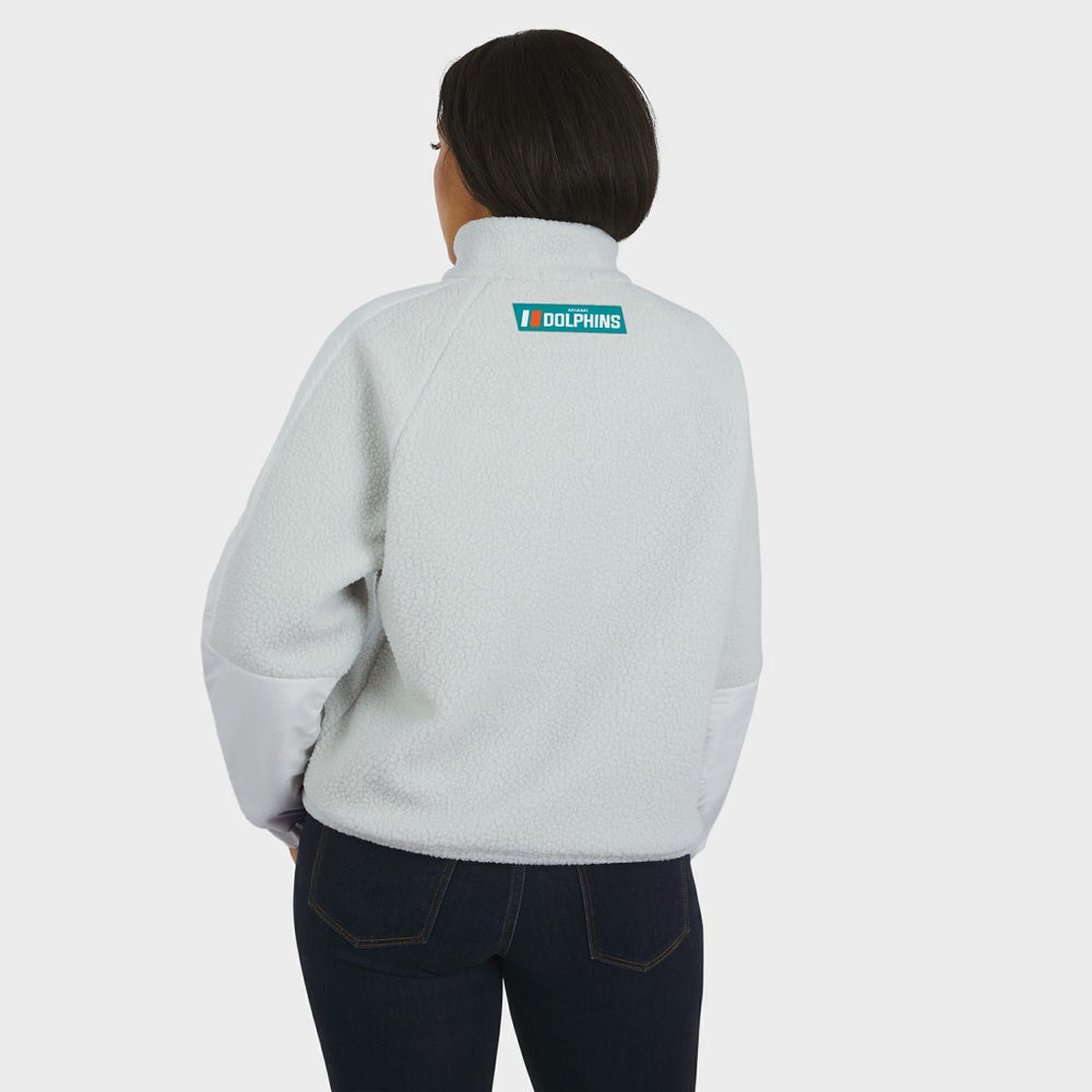 Miami Dolphins WEAR by Erin Andrews Women's Polar Fleece Half-Zip Jacket - White Jackets