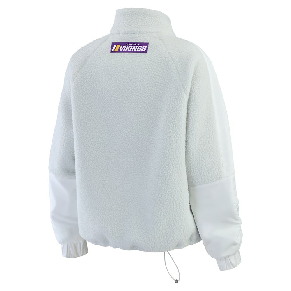 Minnesota Vikings WEAR by Erin Andrews Women's Polar Fleece Half-Zip Jacket - White Jackets