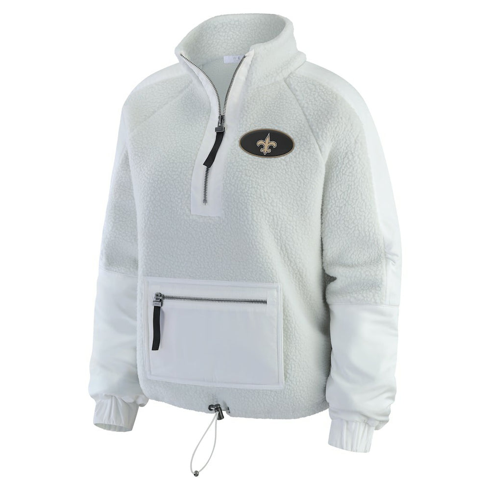 New Orleans Saints WEAR by Erin Andrews Women's Polar Fleece Half-Zip Jacket - White Jackets