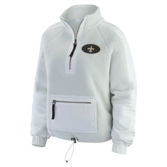 New Orleans Saints WEAR by Erin Andrews Women's Polar Fleece Half-Zip Jacket - White Jackets