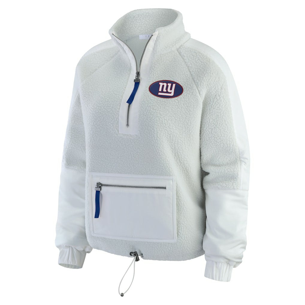 New York Giants WEAR by Erin Andrews Women's Polar Fleece Half-Zip Jacket - White Jackets
