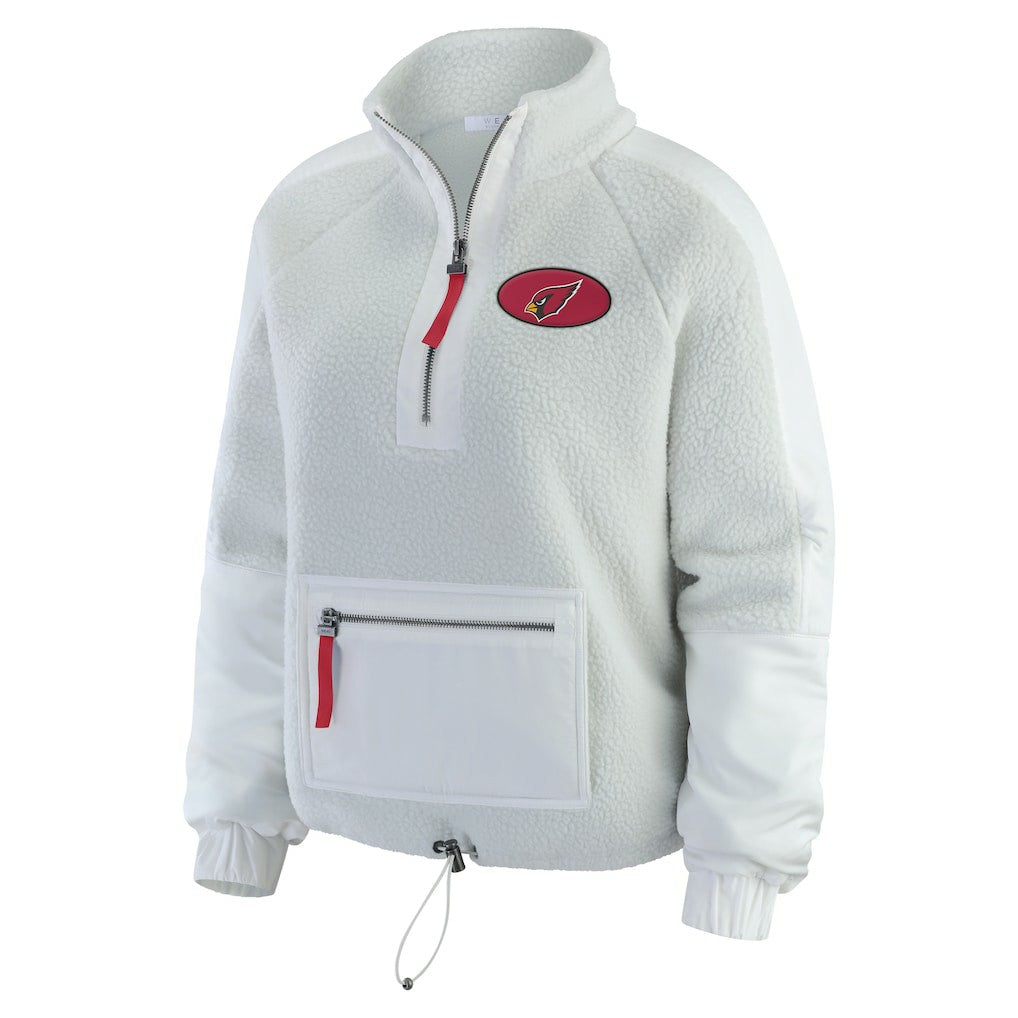 Arizona Cardinals WEAR by Erin Andrews Women's Polar Fleece Half-Zip Jacket - White Jackets