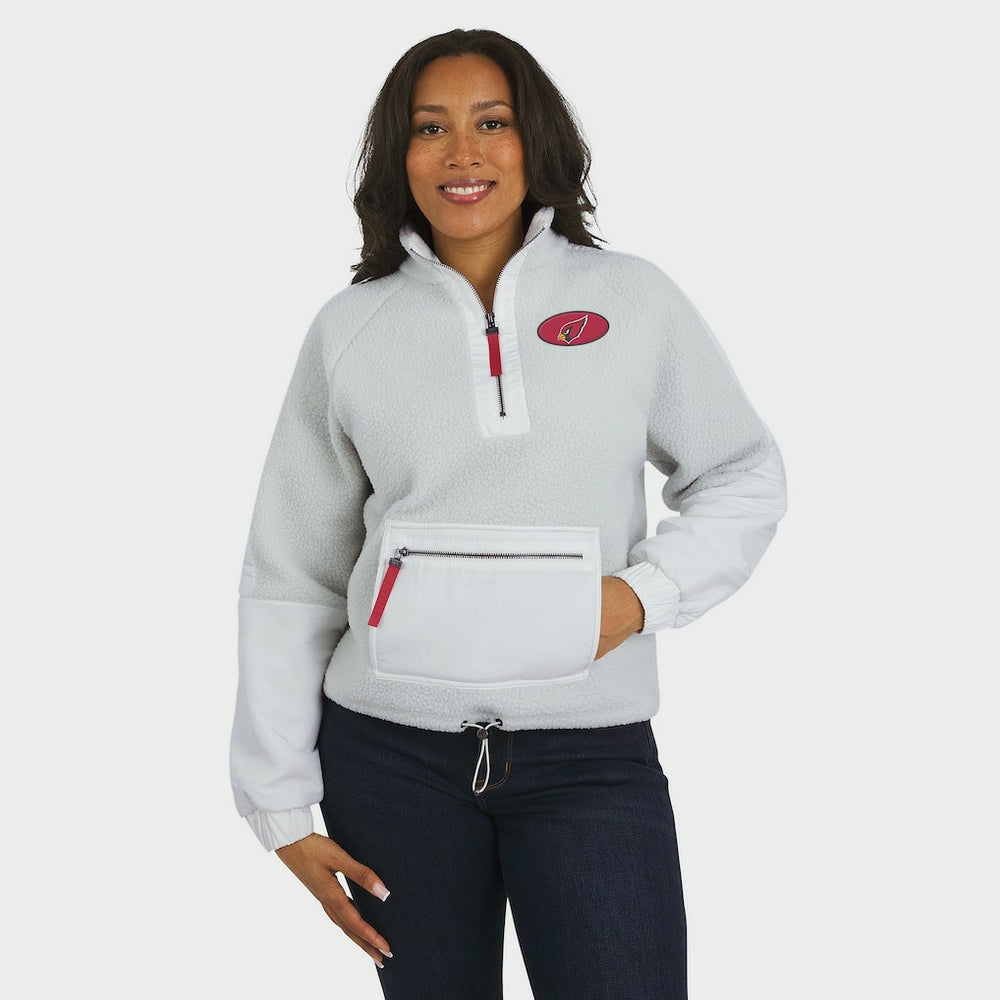 Arizona Cardinals WEAR by Erin Andrews Women's Polar Fleece Half-Zip Jacket - White Jackets