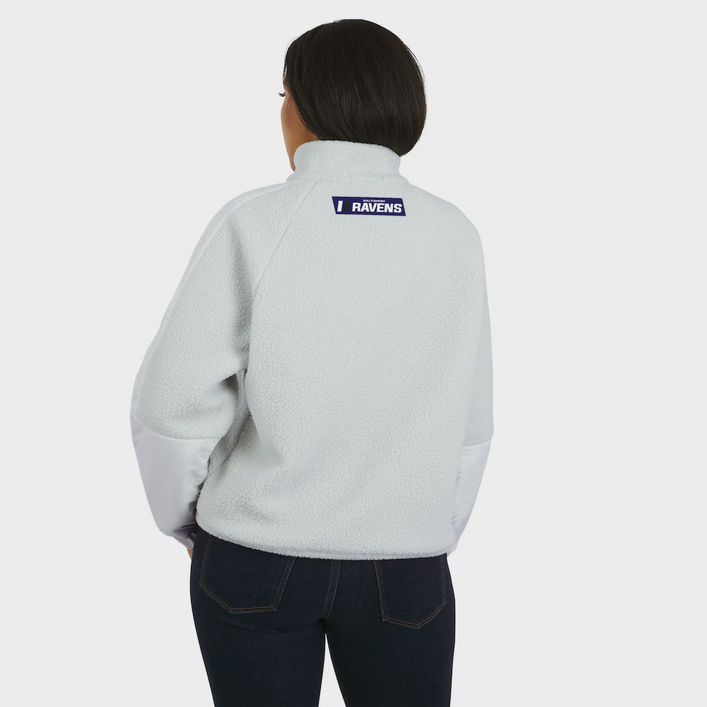Baltimore Ravens WEAR by Erin Andrews Women's Polar Fleece Half-Zip Jacket - White Jackets