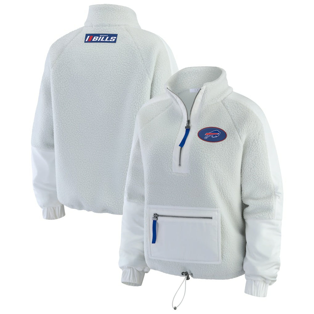 Buffalo Bills WEAR by Erin Andrews Women's Polar Fleece Half-Zip Jacket - White Jackets