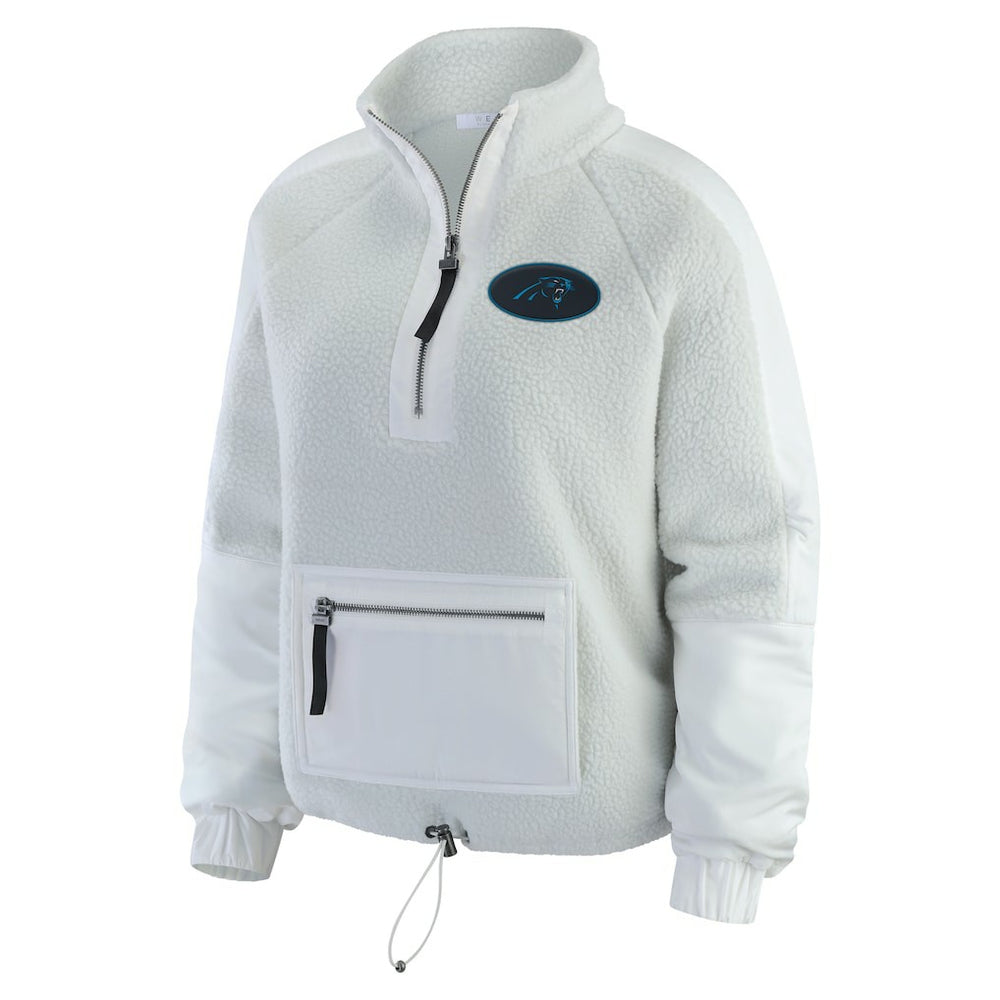 Carolina Panthers WEAR by Erin Andrews Women's Polar Fleece Half-Zip Jacket - White Jackets