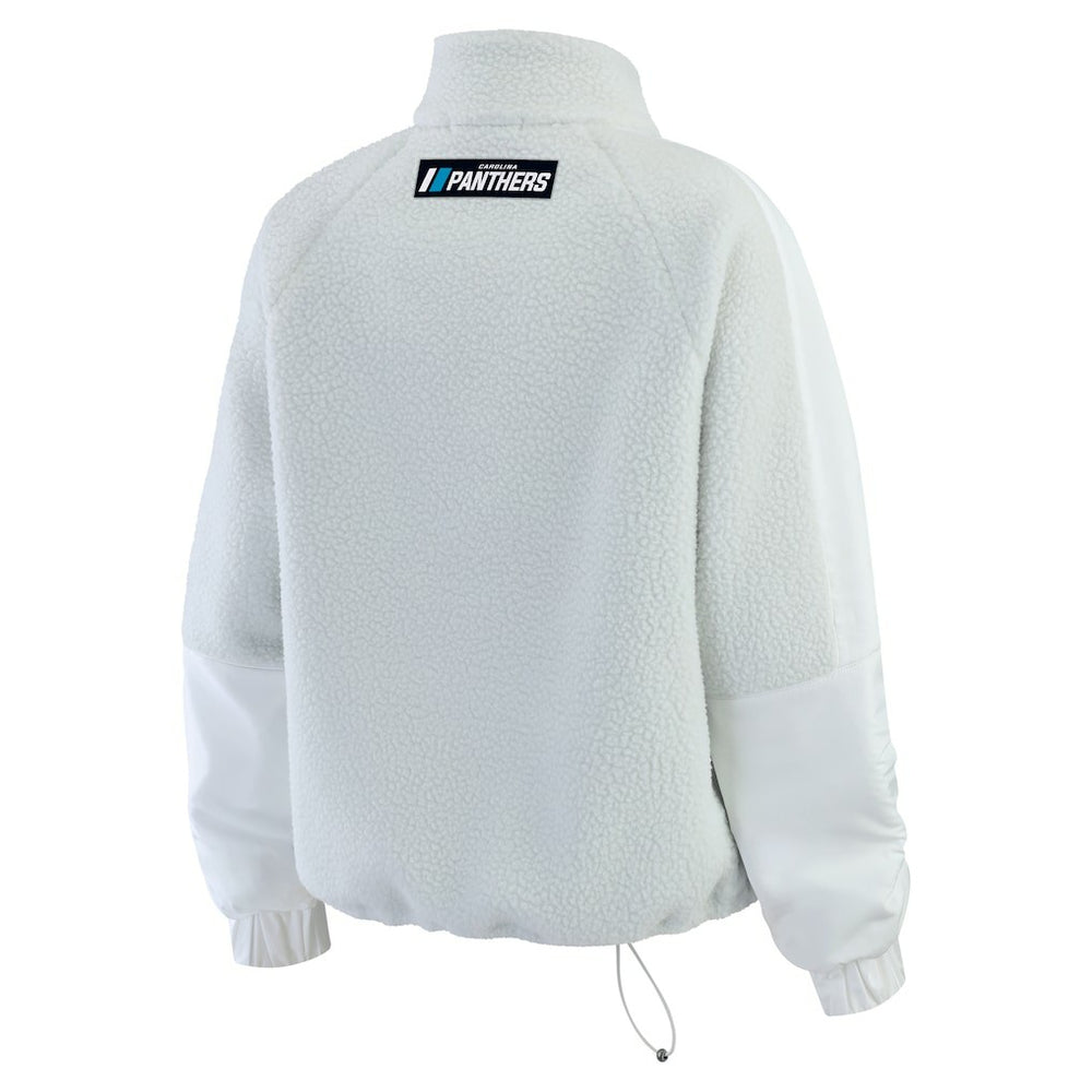 Carolina Panthers WEAR by Erin Andrews Women's Polar Fleece Half-Zip Jacket - White Jackets