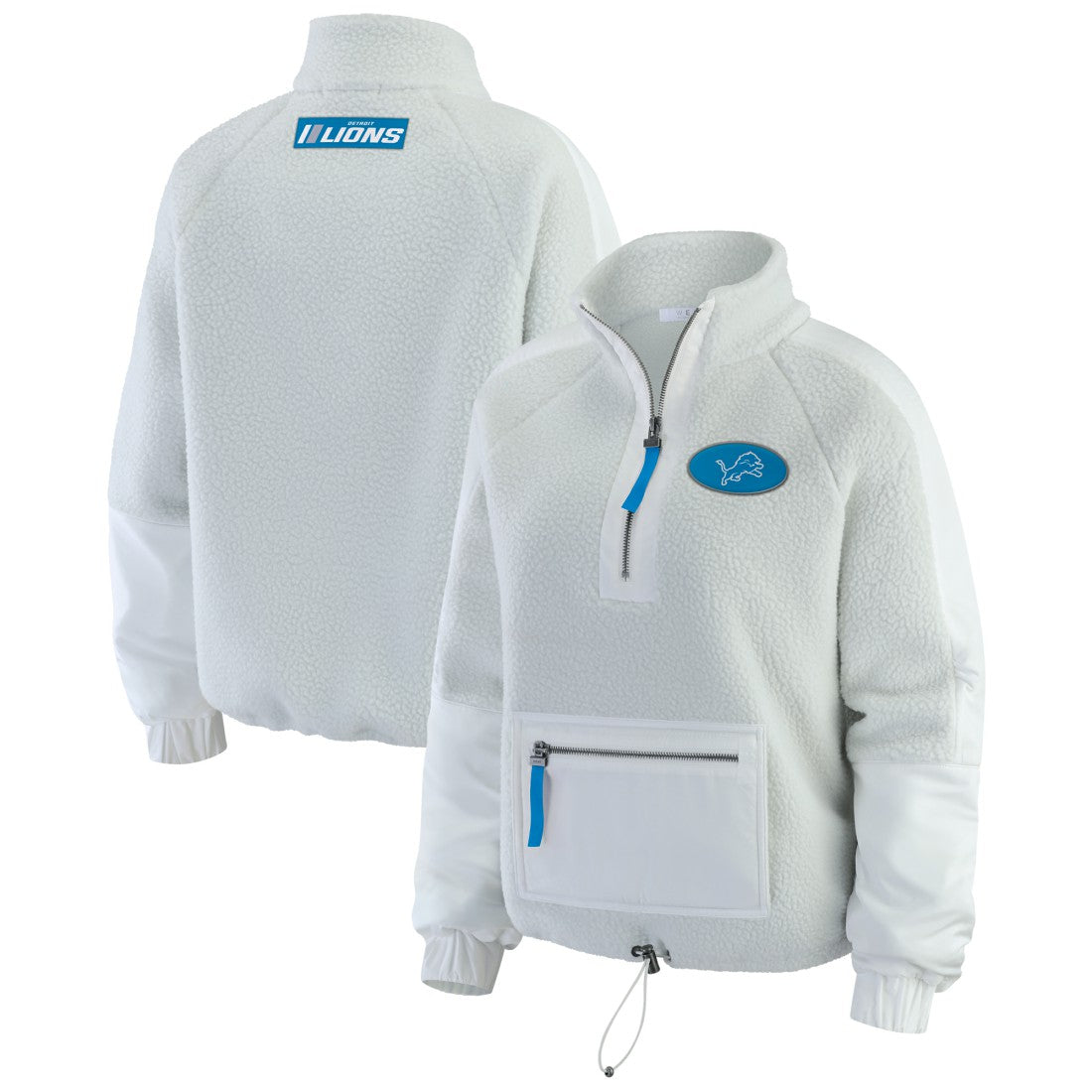 Detroit Lions WEAR by Erin Andrews Women's Polar Fleece Half-Zip Jacket - White Jackets