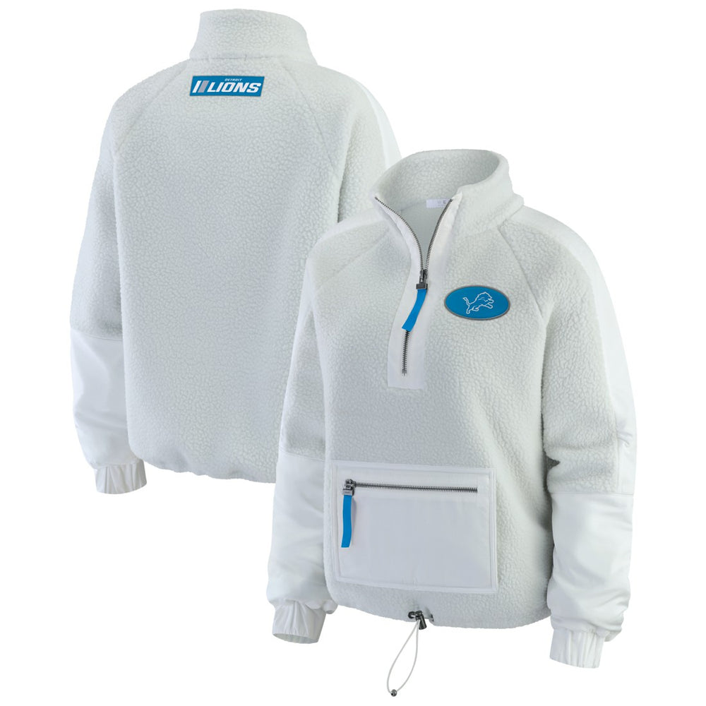 Detroit Lions WEAR by Erin Andrews Women's Polar Fleece Half-Zip Jacket - White Jackets