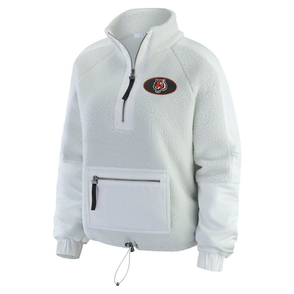 Cincinnati Bengals WEAR by Erin Andrews Women's Polar Fleece Half-Zip Jacket - White Jackets