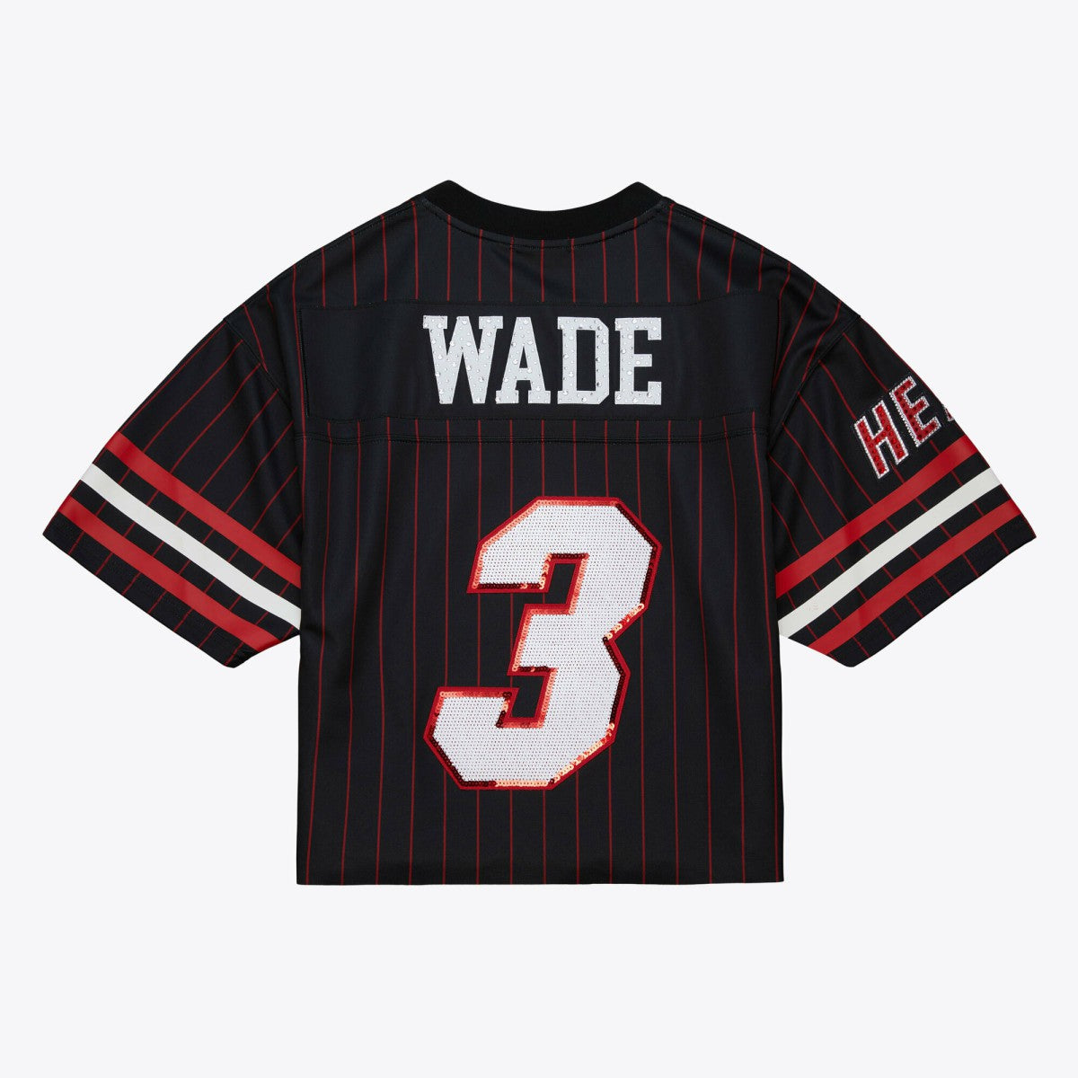 Dwyane Wade Miami Heat x DANNIJO Women's Cropped Football Fashion Jersey Black - Mitchell & Ness
