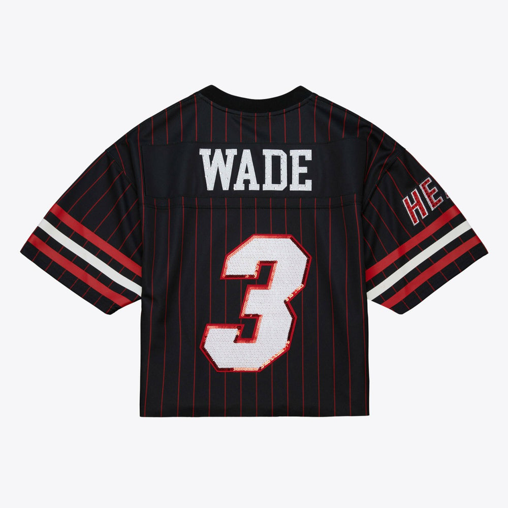 Dwyane Wade Miami Heat x DANNIJO Women's Cropped Football Fashion Jersey Black - Mitchell & Ness
