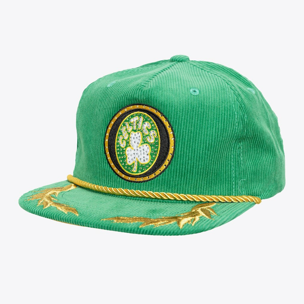 Boston Celtics x DANNIJO Women's Deadstock Cord Snapback Hat Kelly Green - Mitchell & Ness