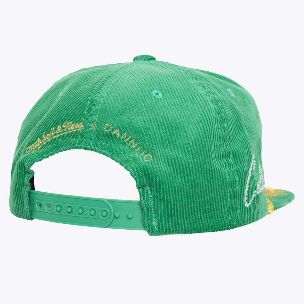 Boston Celtics x DANNIJO Women's Deadstock Cord Snapback Hat Kelly Green - Mitchell & Ness
