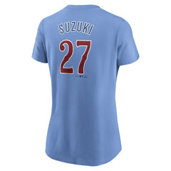 Seiya Suzuki Chicago Cubs Nike Women's Cooperstown Collection Fuse Name & Number T-Shirt - Light Blue T-shirts