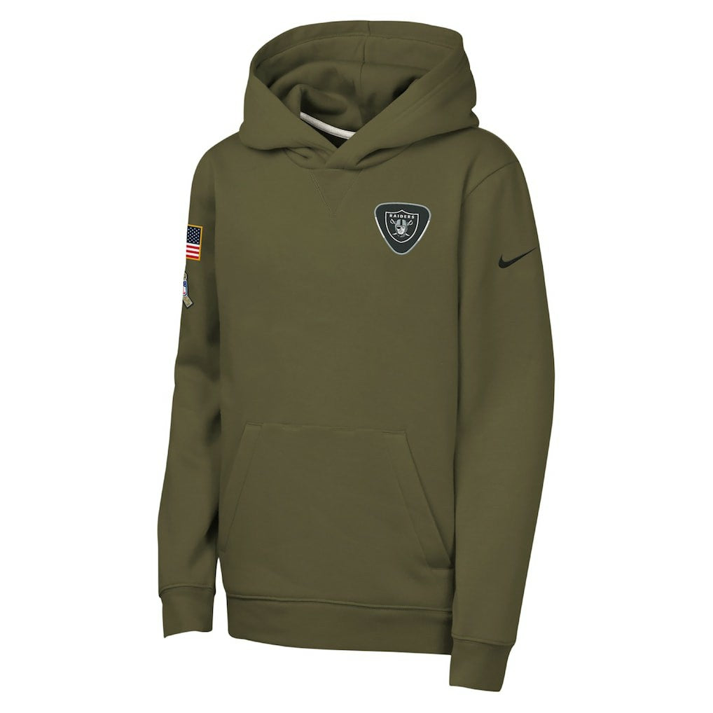 Las Vegas Raiders Youth 2025 Salute to Service Club Fleece Hoodie - Olive Hoodies