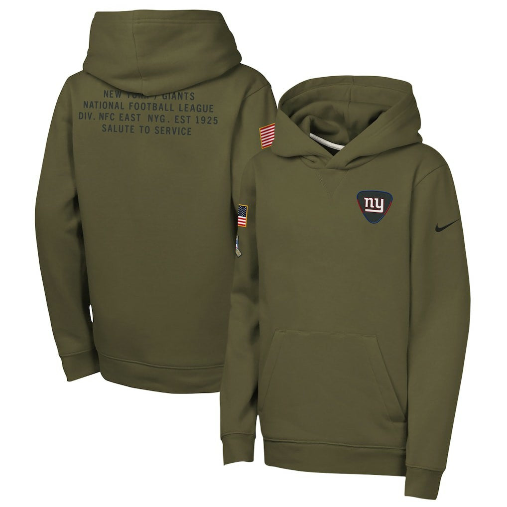 New York Giants Youth 2025 Salute to Service Club Fleece Hoodie - Olive Hoodies