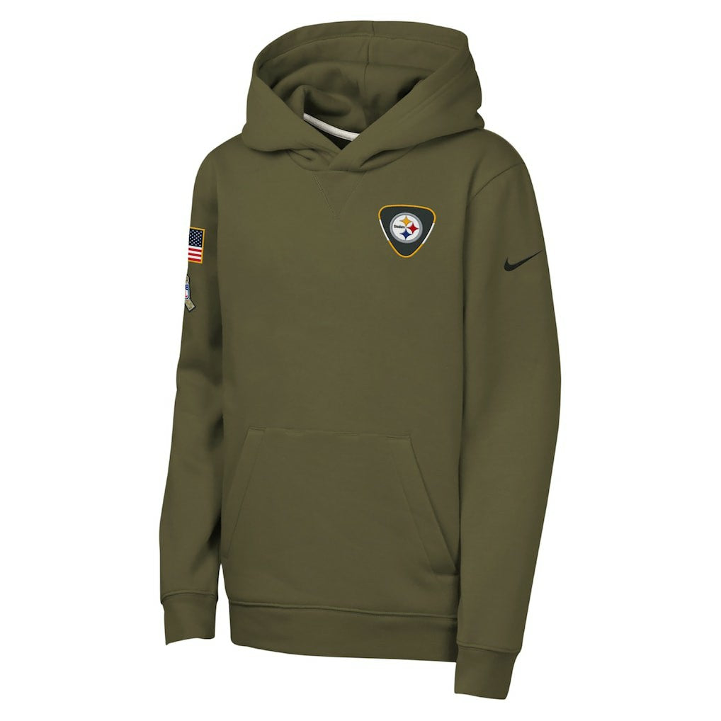 Pittsburgh Steelers Youth 2025 Salute to Service Club Fleece Hoodie - Olive Hoodies