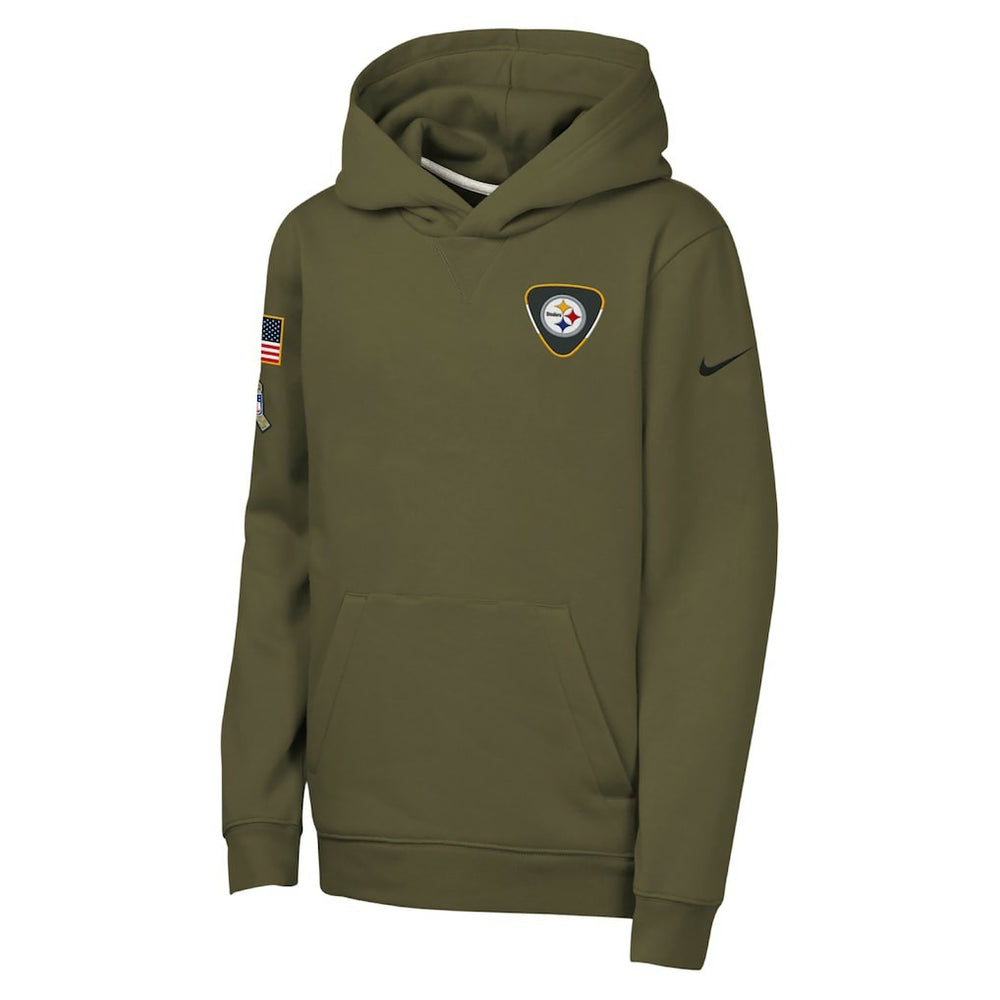 Pittsburgh Steelers Youth 2025 Salute to Service Club Fleece Hoodie - Olive Hoodies