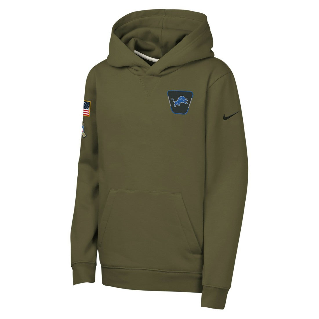 Detroit Lions Youth 2025 Salute to Service Club Fleece Hoodie - Olive Hoodies