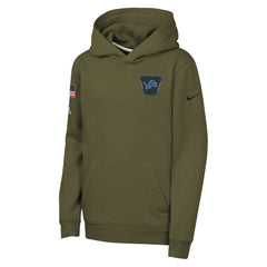Detroit Lions Youth 2025 Salute to Service Club Fleece Hoodie - Olive Hoodies