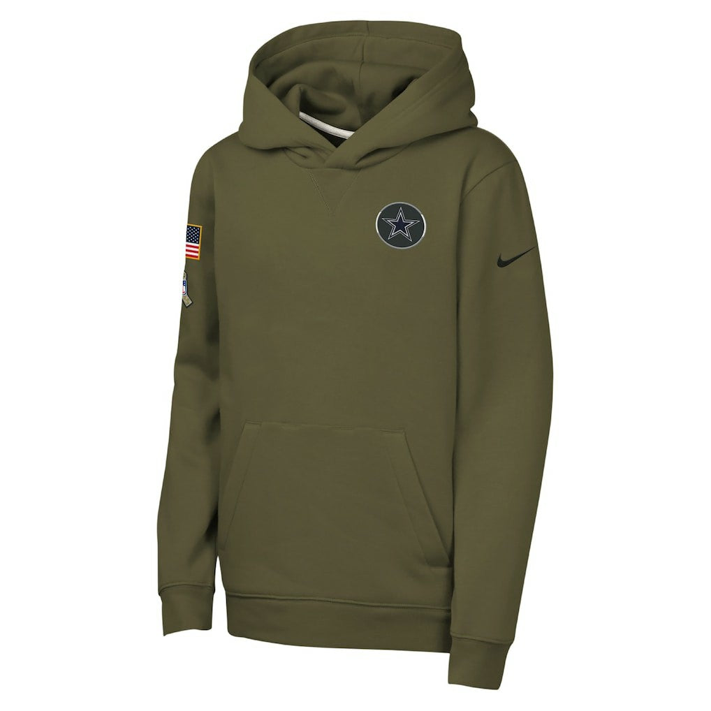 Dallas Cowboys Youth 2025 Salute to Service Club Fleece Hoodie - Olive Hoodies