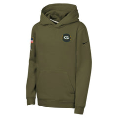 Green Bay Packers Youth 2025 Salute to Service Club Fleece Hoodie - Olive Hoodies