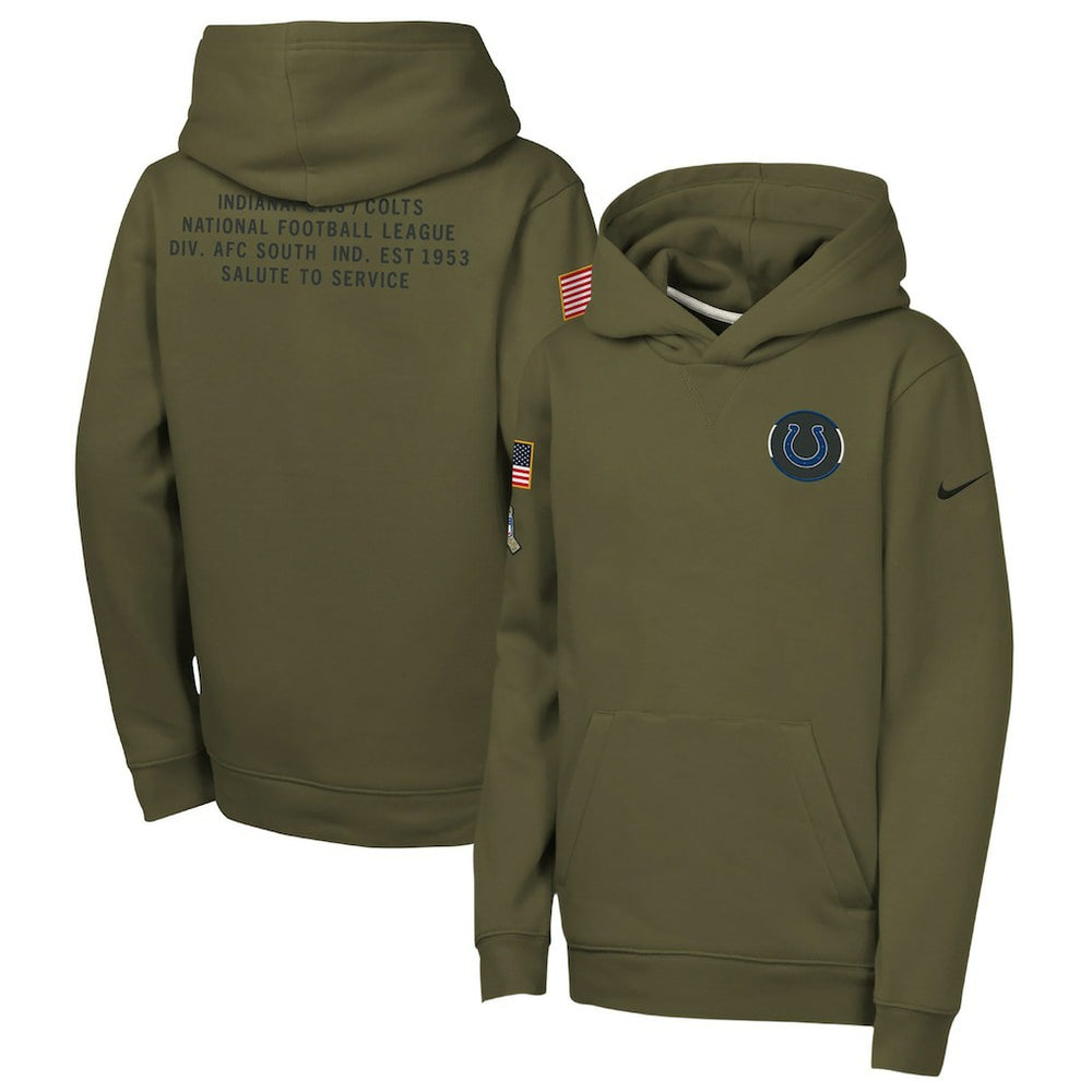 Indianapolis Colts Youth 2025 Salute to Service Club Fleece Hoodie - Olive Hoodies
