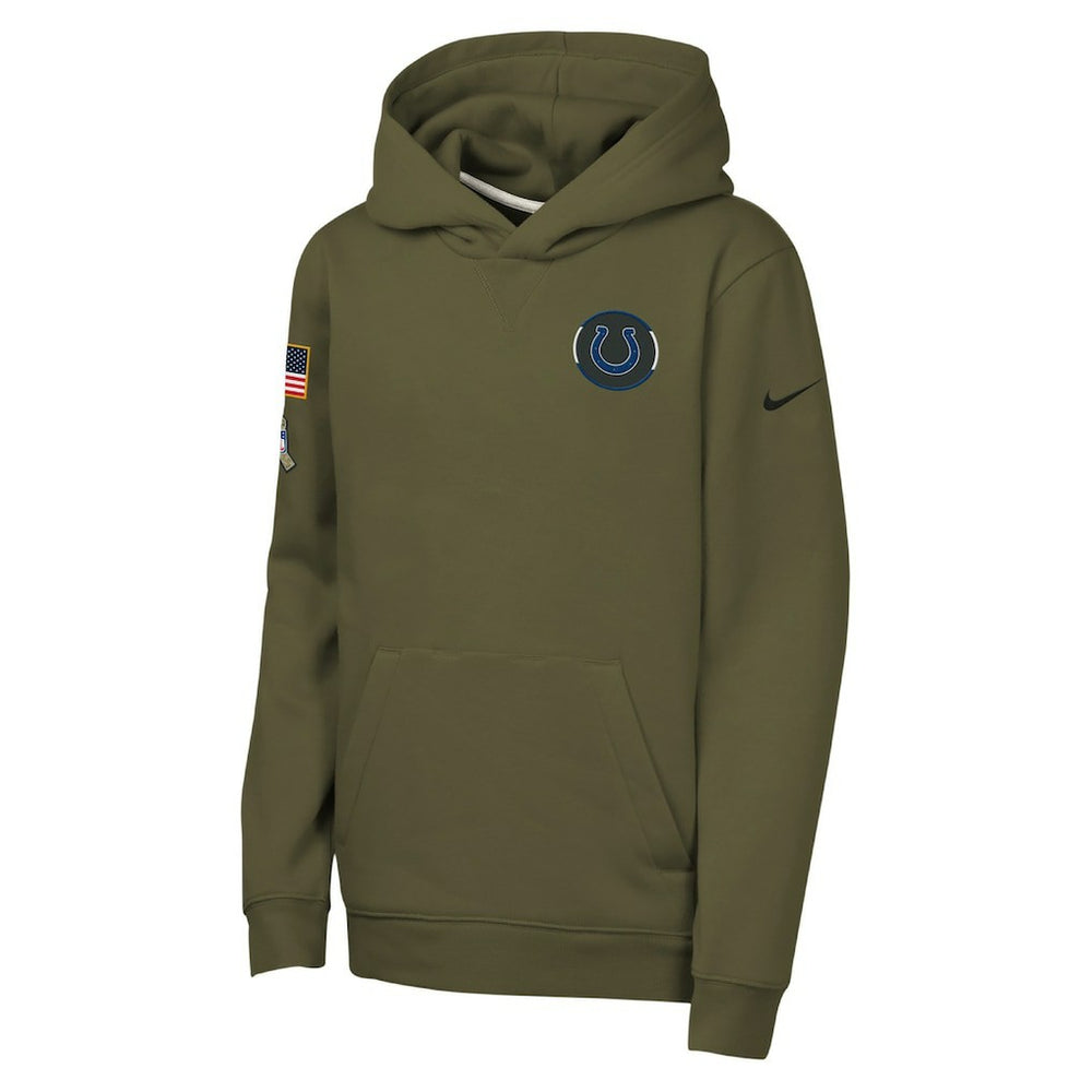 Indianapolis Colts Youth 2025 Salute to Service Club Fleece Hoodie - Olive Hoodies