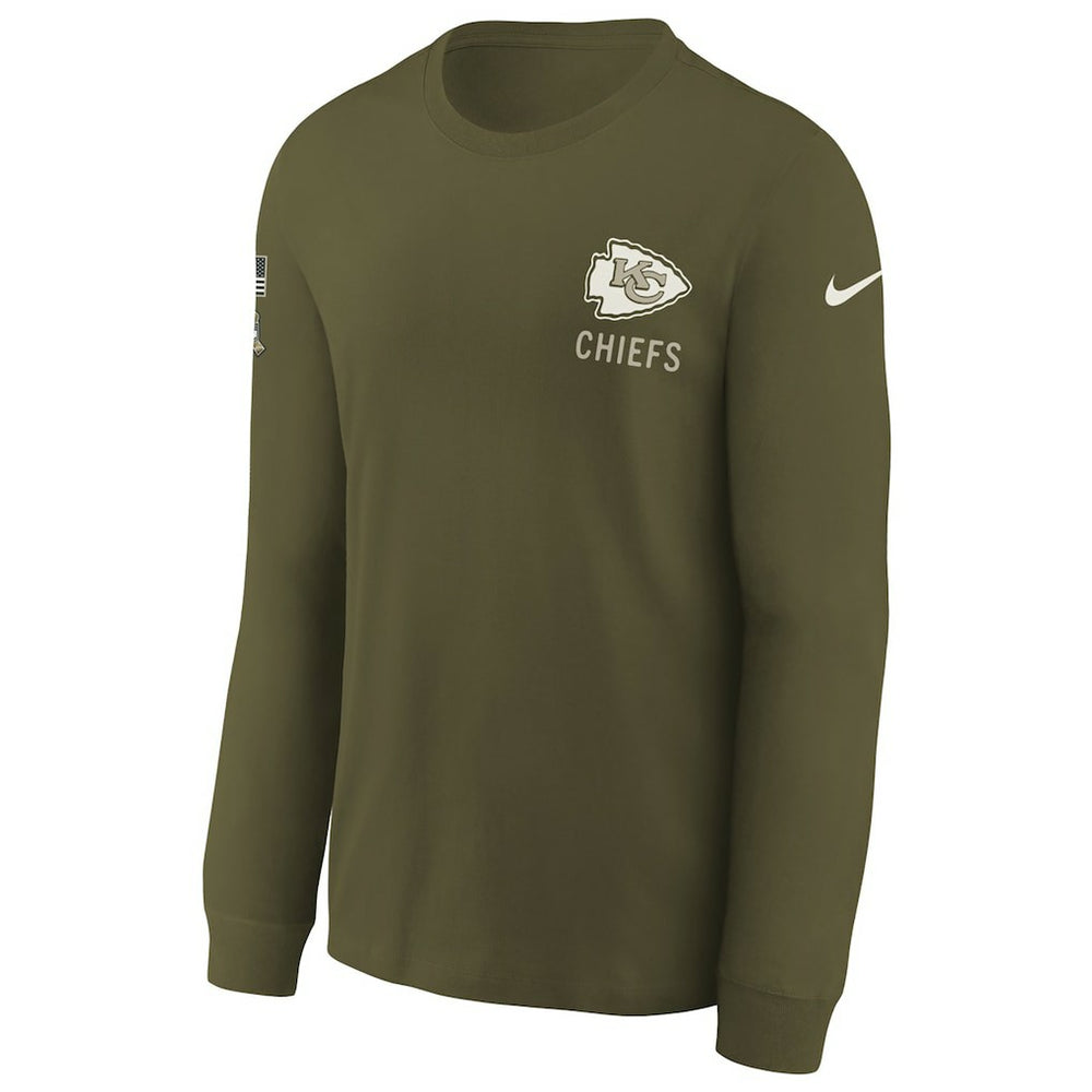 Kansas City Chiefs Youth 2025 Salute to Service Sideline Long Sleeve T-Shirt - Olive T-shirts