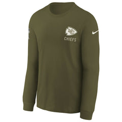 Kansas City Chiefs Youth 2025 Salute to Service Sideline Long Sleeve T-Shirt - Olive T-shirts
