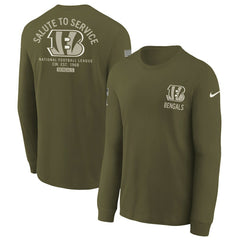 Cincinnati Bengals Youth 2025 Salute to Service Sideline Long Sleeve T-Shirt - Olive T-shirts