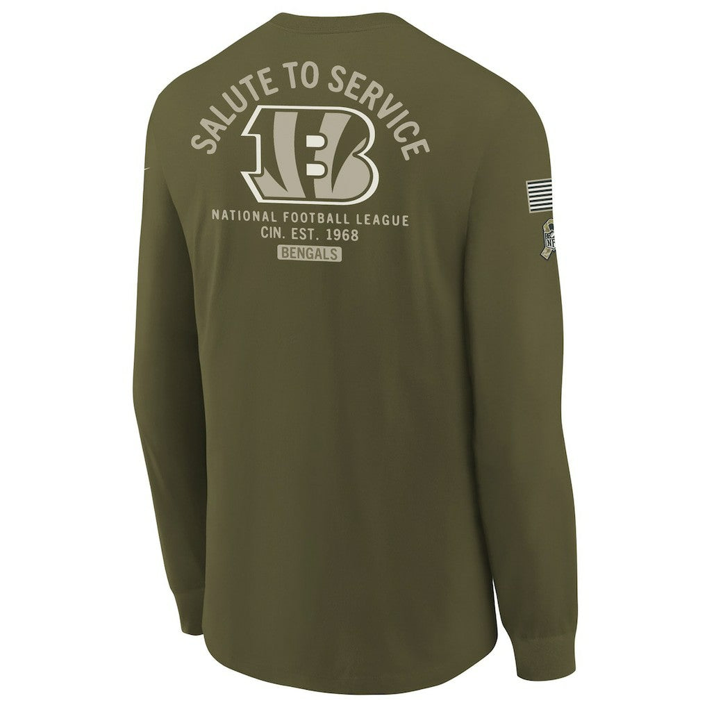 Cincinnati Bengals Youth 2025 Salute to Service Sideline Long Sleeve T-Shirt - Olive T-shirts