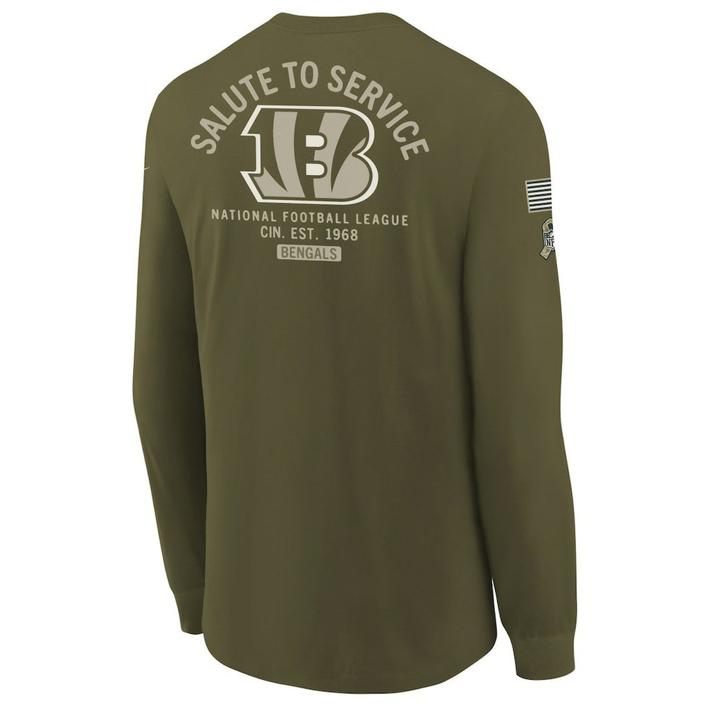 Cincinnati Bengals Youth 2025 Salute to Service Sideline Long Sleeve T-Shirt - Olive T-shirts
