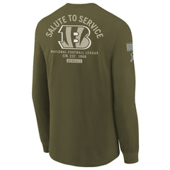 Cincinnati Bengals Youth 2025 Salute to Service Sideline Long Sleeve T-Shirt - Olive T-shirts